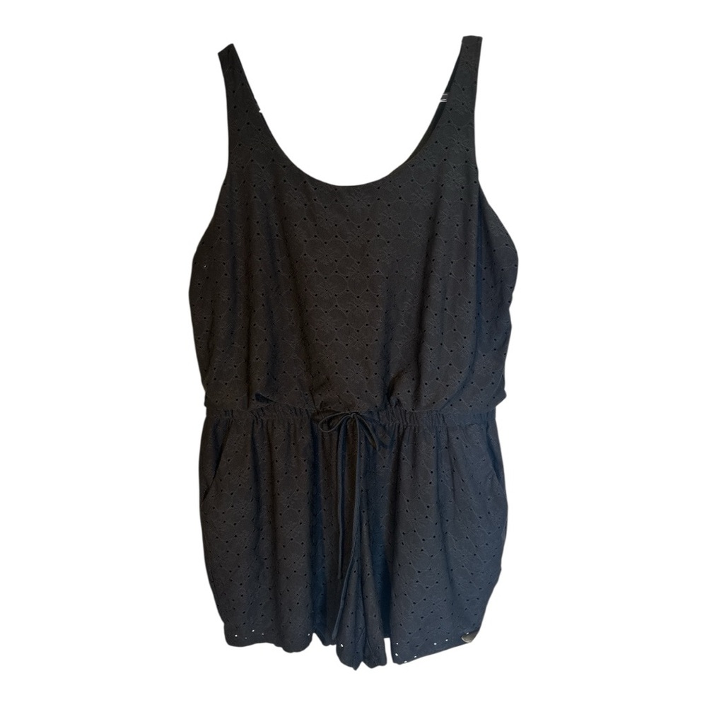 London Times Black Eyelet Romper